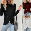 Women S Long Sleeve Knit Pullover Top Mock Neck Solid Color Irregular Hem