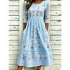 Women's Crew Neck Long Sleeve Loose Fit A-Line Midi Dress Casual 3D Floral Print