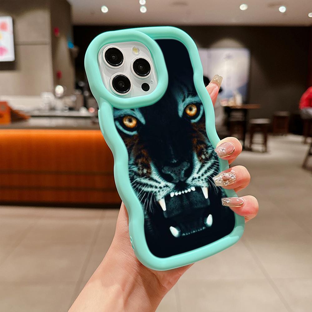 Huse de telefon N96 cu design Ochi de tigru, cu margine ondulată Macaron, pentru iPhone 16 Pro Max Samsung S24 Plus S23 Ultra A35 A05s Xiaomi Redmi Note 13, husă rezistentă la șocuri
