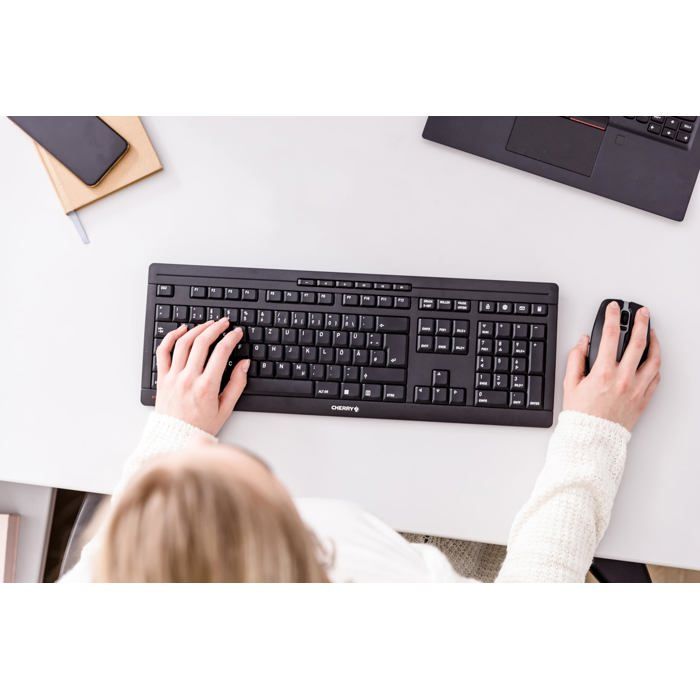 Ensemble Clavier-Souris - CHERRY - STREAM DESKTOP RECHARGE - Sans fil - 2400 dpi - Frappe silencieuse