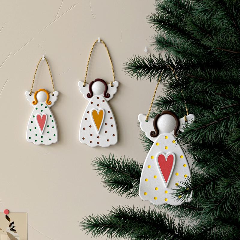 1Pc Silicone DIY Plaster Mold Pendant Hanging Ornament Dot Christmas Tree Heart Faceless Angel
