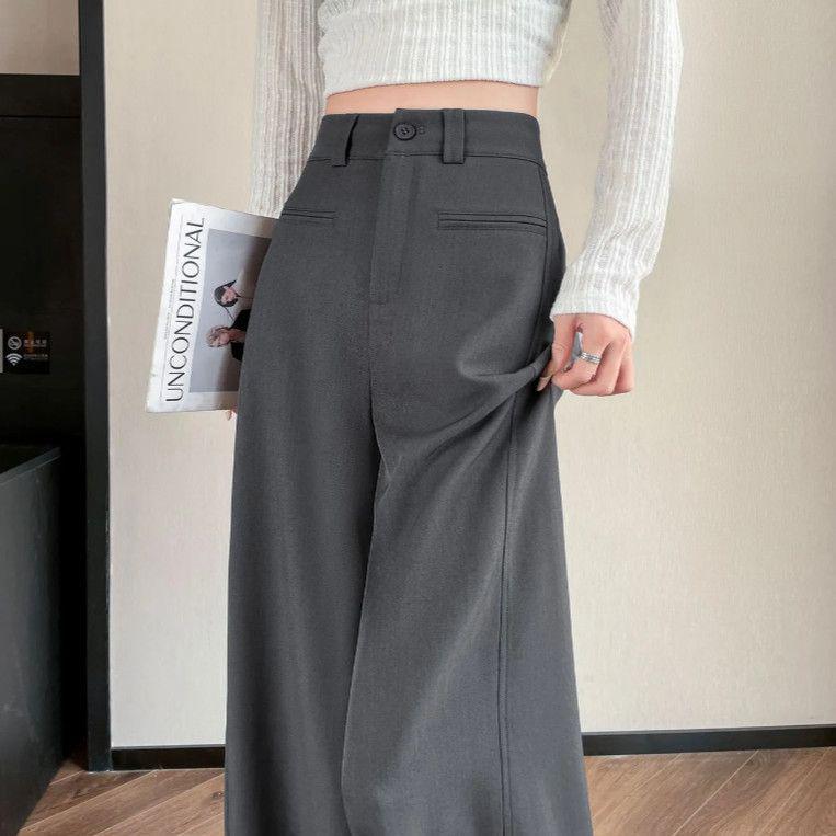 Women's High-Waisted Wide-Leg Linen Pants - Slimming Casual Spring Arrival, Floor-Length Drape.