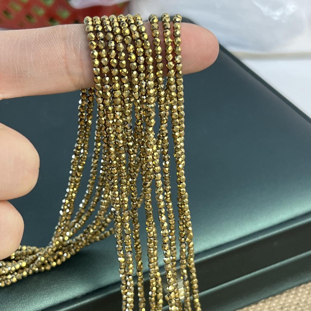 5 String, Affordable Iridescent Plated Glass Seed Beads 2mm/3mm, 38cm Strand, Bulk Loose Spacer Beads for DIY Bracelet Necklace Ankle Jewelry Making