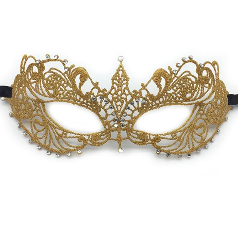 Rhinestone Half Face Mask for Women Halloween Masquerade Mask Antique Lace Half Face Mask Retro-Party Mask Cosplay Props