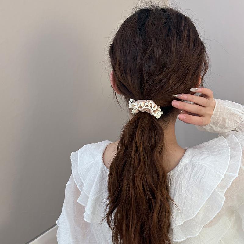 Lace-trimmed Ice Silk Hair Tie, Large Intestine Hair Tie, Spring and Summer Rubber Band Hair Tie