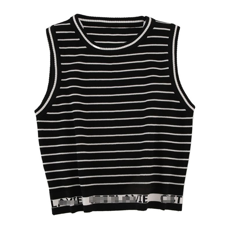 Stripes Knitting Camisole Women's Summer 2025 New Arrival Slimming Belly-Covering Inner Bottoming Top Women