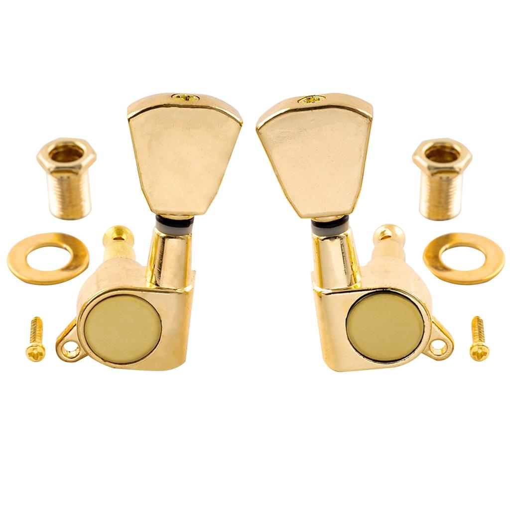 Musiclily Basic Guitar Tuners for Button Button L3+R3 LP/SG Electric/Acoustic Guitars, Half-Moon Gold, Gold/Keystone