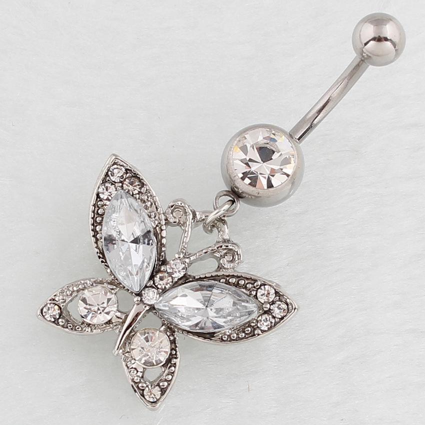 

Кольцо для пупка из нержавеющей стали в форме бабочки, гипоаллергенное, с изогнутым стержнем белый