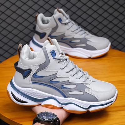 Fashion Thick Bottom Shoes Men High Top Casual Waterproof Versatile Sneaker Non-slip Breathable Running Shoes Tenis Masculino