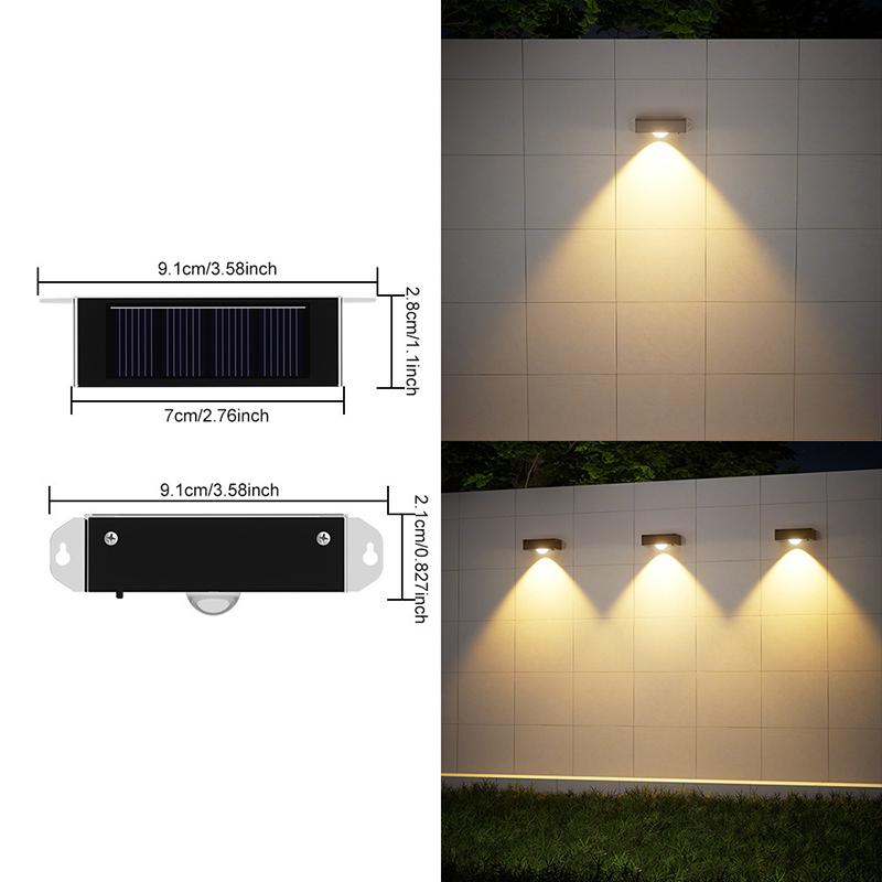 

1/2/3LEDS Solar Wall Lamp Outdoor Waterproof Lighting Waterproof Outdoor For Home Garden Yard Decoration Warm White LED Light 4PCS