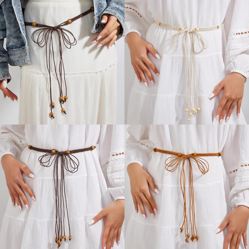 Ethnic Boho Cotton Waist Rope With Natural Knot Closure For Summer Festival Outfits