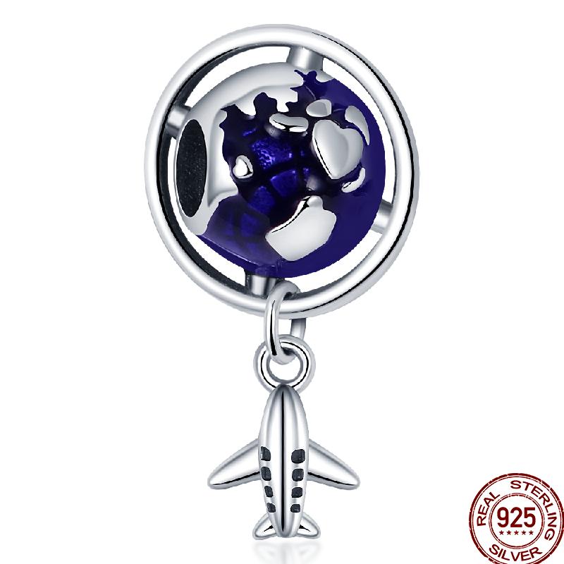 Copper Blue Mountains Airplane Stars Moon Blessing Charm Beads Suitable For 3Mm Original Bracelet Diy