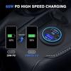 65 W PD-Autoladegerät, 12 V, 24 V, USB-Steckdose, Laptop, Motorrad, USB-C, PD, QC 3.0, USB-Anschluss, wasserdicht, mit Netzschalter für Wohnmobil