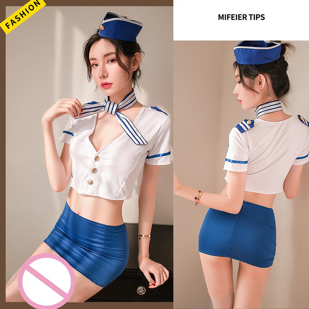 sexy flight attendant lingerie Fantasy Lingerie Play Fly With Me Flight Attendant Costume Set with Ke main image 1