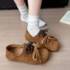 Frühling Herbst Neuer Stil Runde Zehen Damen Flache Schuhe 2025 Mode Wildleder Lässig Weiche Sohle Schnürschuhe Verschleißfest Damen Schuhe