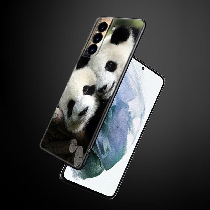 Chinesische Bär Panda Handyhülle für Samsung Galaxy S22 Pro S21 S20 Ultra FE S10 Lite 5G S10E S9 S8 Plus Weiche TPU Schwarze Hülle