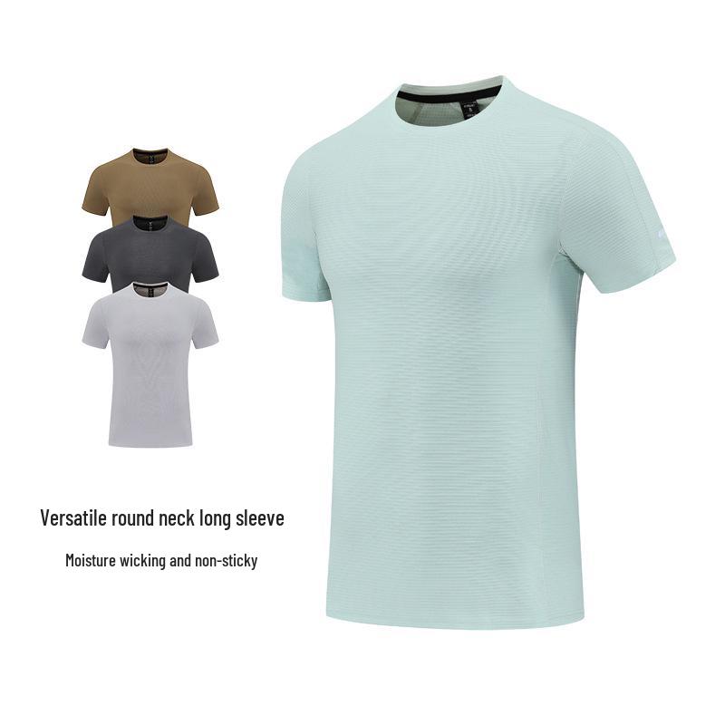 Pánské rychleschnoucí letní turistické a běžecké tričko - Kulatý výstřih, krátký rukáv, fitness top pro vnitřní/venkovní použití