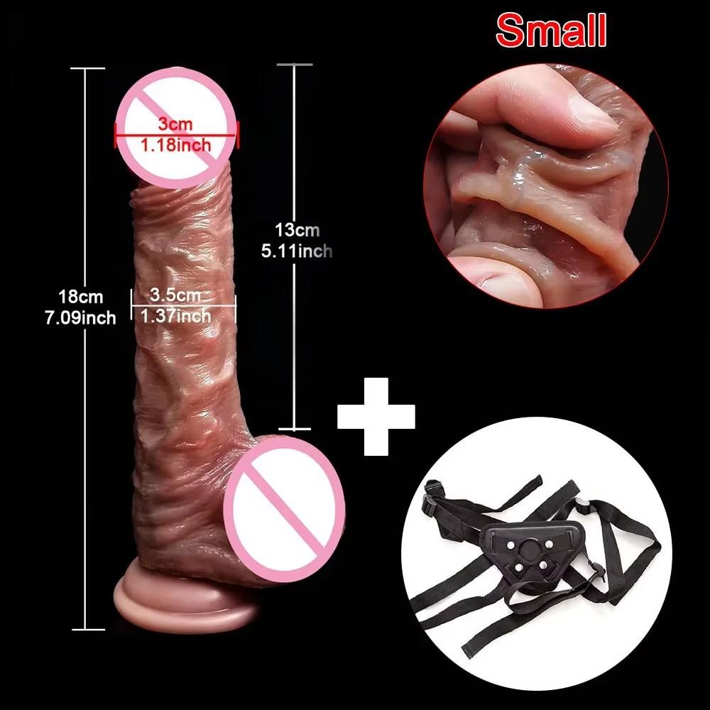 Realistic Dildos for Women Skin Sliding Foreskin Testicles Dildo Anal Vaginal Stimulation Strapon Big Penis Sex Toys for Woman