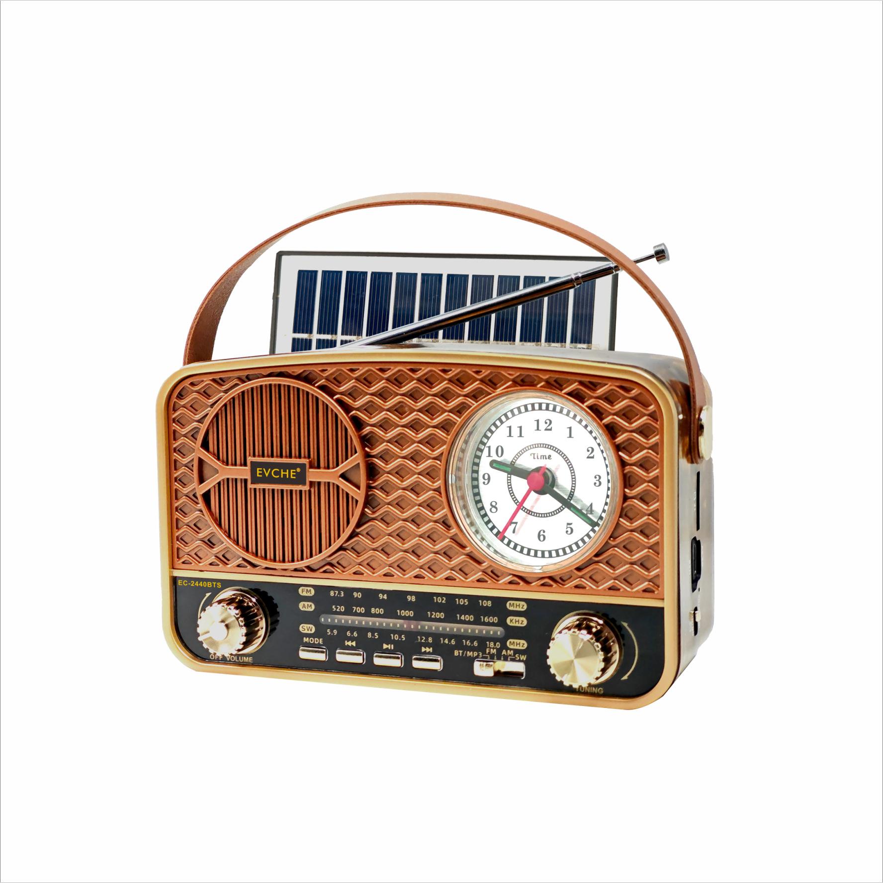 

Portable Classic Vintage Radio Retro Pointer Clock FM AM SW Radios Solar Emergency Radio Bletooth Speaker TF USB Music Player