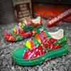 Luksusowe buty na platformie z kryształkami męskie buty sceniczne sieciowe czerwone buty z nadrukiem kolorowa podeszwa buty typu 'daddy shoes'