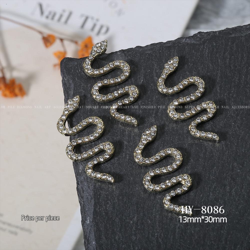Shiny Rhinestone Snake-Shaped 3D Nail Art Accessories