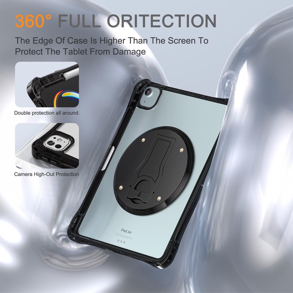 For iPad Pro 13 (2024) Clear Case PC+TPU+Acrylic Kickstand Tablet Back Cover