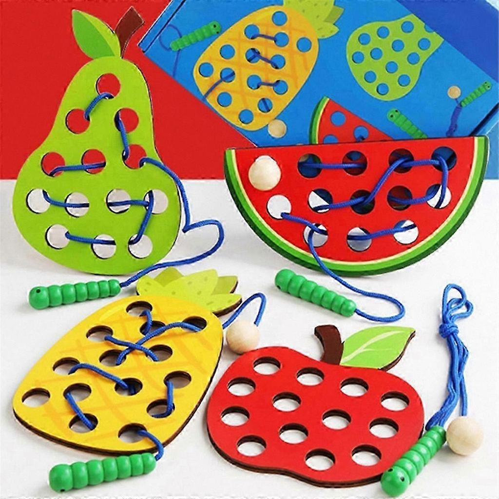 Wooden Fruit Threading Set for Kids Early Learning Toy