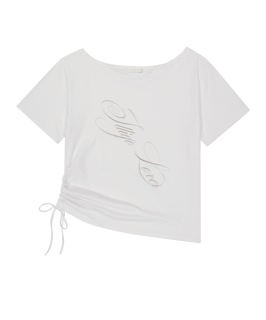 ILLIGO Ribbon String Off-Shoulder T-Shirt White