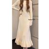 Early Autumn Knit Slimming Fishtail Skirt and Sweater Dress Set