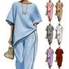 Damen Lässiges Lockeres Kurzarm-Oberteil und Weitbeinige Hosen Set Loungewear Übergroßer Trainingsanzug