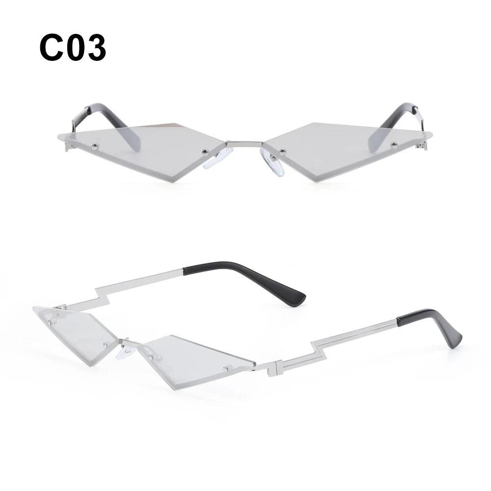 1PC Fashion Rimless Sunglasses Women Men Diamond Shape True Film Sun Glasses UV400 Trending Vintage Streetwear Narrow Eyewear