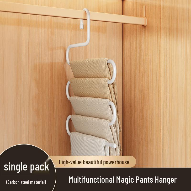Multifunctional Iron Pants Rack: Multi-layer Clothes Hanger & Storage Solution for Wardrobes