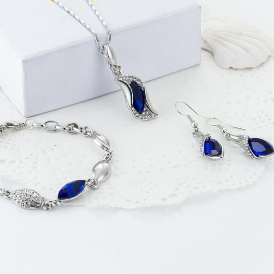 Kobiety Rhinestone geometryczny wisiorek naszyjnik bransoletka kolczyki zestaw biżuterii