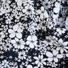 Italian Black & White Floral High-Count Cotton Poplin Fabric for Designer Dress Shirts