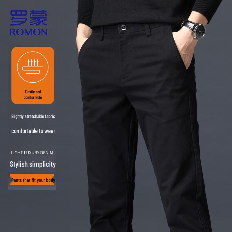 

ROMON Men s Straight-Leg Business Casual Stretch Pants 31