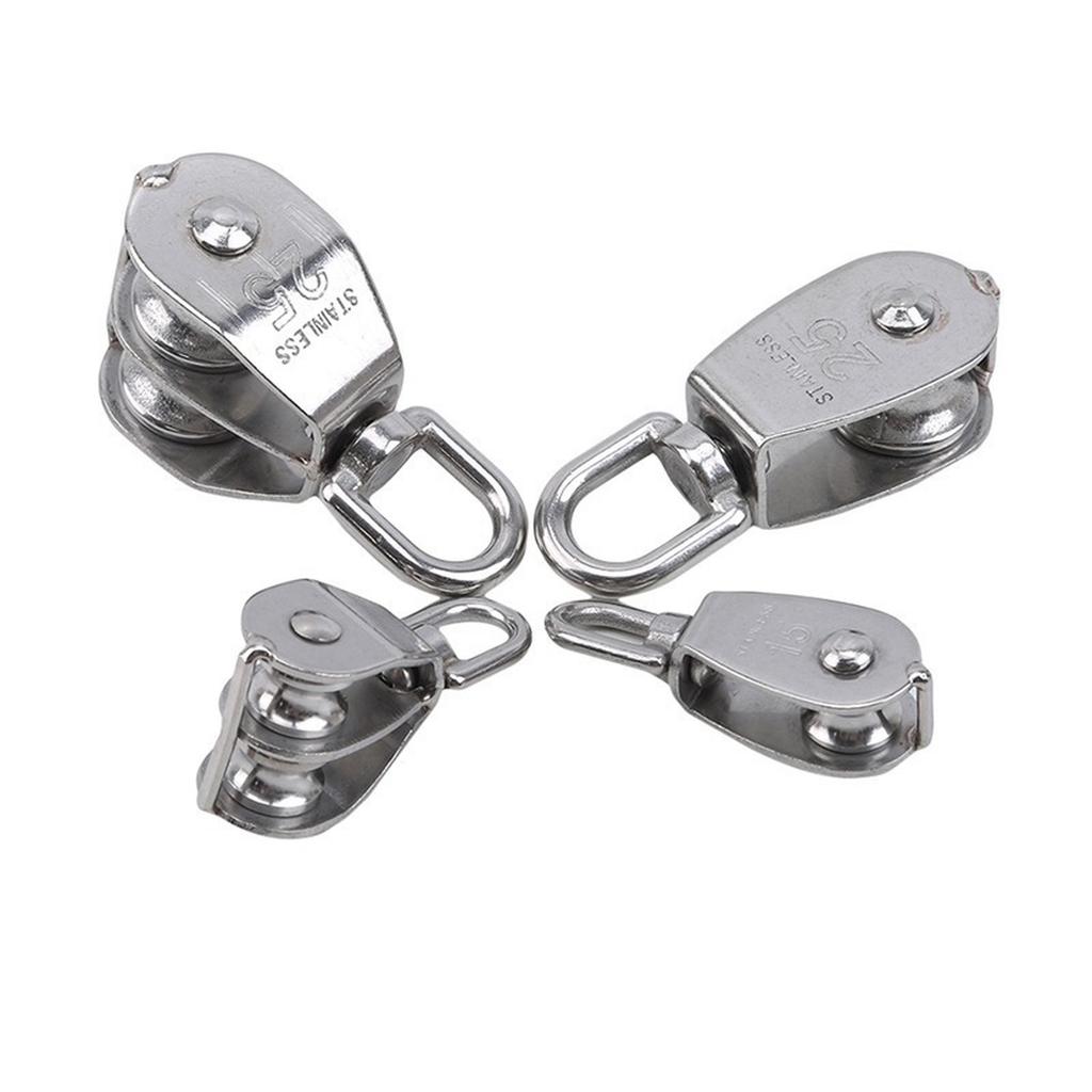 Stainless Steel Pulley M15M2 SingleDouble Wheel Swivel Lifting Rope Pulley Set Wire Rope Pulley Lifting Wheel Tools