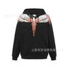 American street lightning wing print jacket men's and women's autumn and winter black loose shoulder heavy trendy hooded top