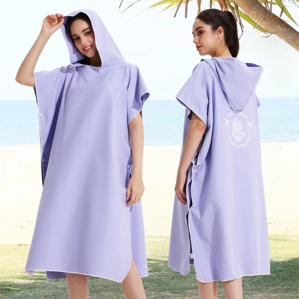 2025 Quick-Dry Hooded Swim Poncho with Zipper - Portable Bathrobe and Beach Towel