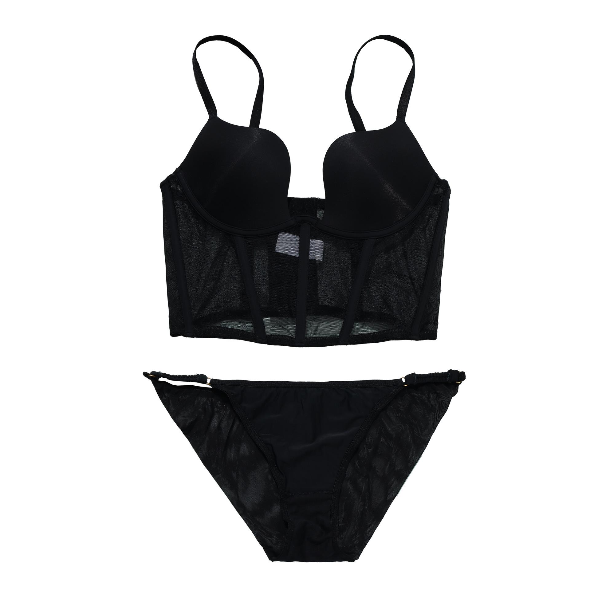 

Французский жилет типа «рыбий скелет» можно носить поверх бюстгальтера, тонкий, для большой груди, делает маленькую грудь, сексуальное нижнее белье против обвисания для женщин 85C чёрный