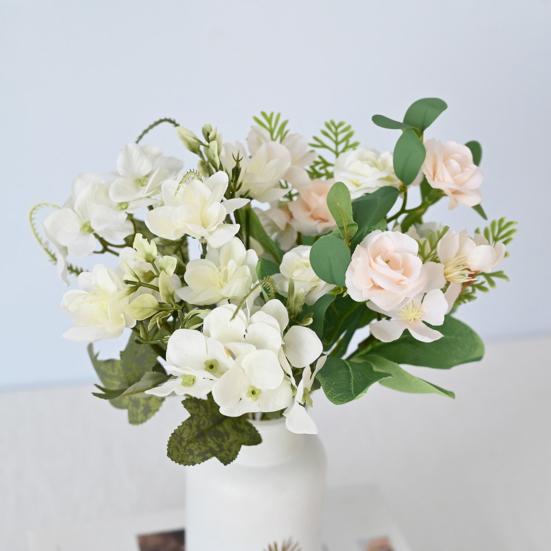 Artificial Hydrangeas Flower Real Touch Fake Hydrangeas Bouquet with Stem for Home Table Centerpiece Wedding Baby Shower Birthday Party Decoration