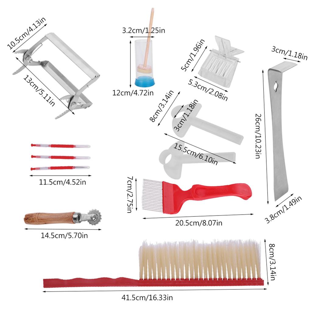12Pcs Beekeeping Tools Kit Stainless Steel   Tool Bee Brush Extracting Fork