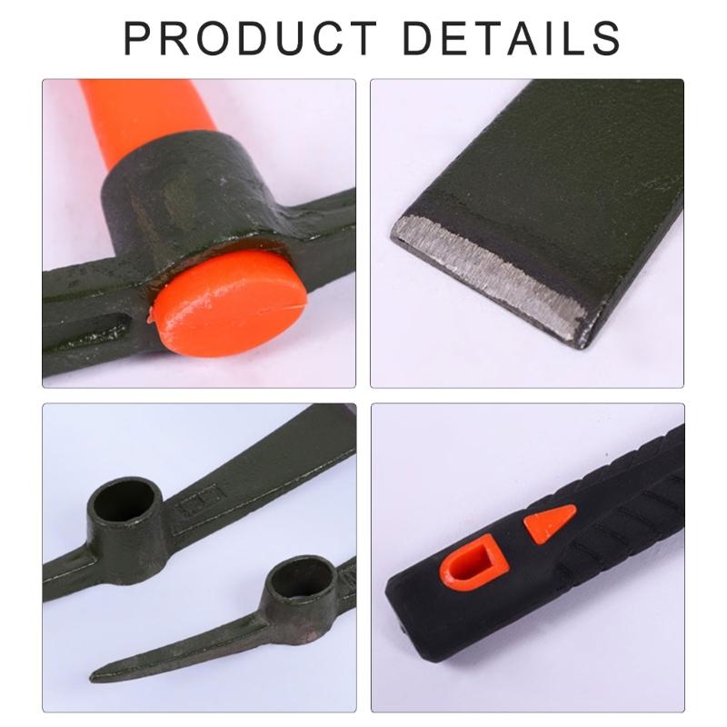 Garden Pick Mattock, Fiberglass Handle, for Soil Breaking Planting Camping Landscaping Home Excavation Trail Maintenance