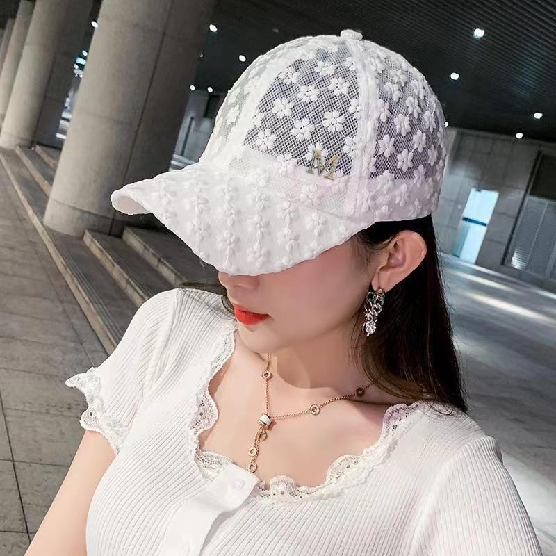 Adjustable Lace Flower Thin Baseball Cap Outdoor Women Summer Sunscreen Sun Hollow Hat Girls Hip Hop Visors Cap