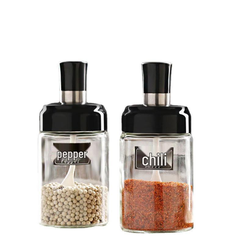 Airtight Glass Seasoning Jars - Moisture-Proof Kitchen Spice Containers