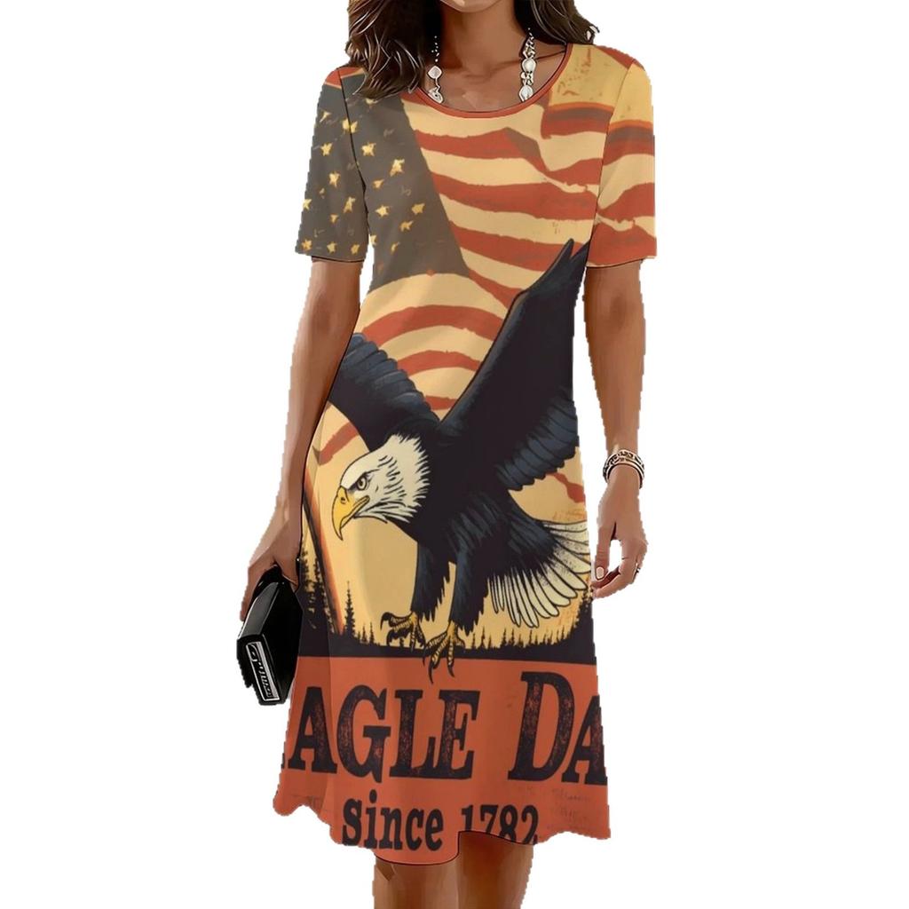 New Summer Mid-length Dress 3D Printed Design Casual for Outings and Parties