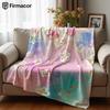 Watercolor Floral Wash Lightweight Microfiber Soft Christmas Fleece Blanket Warm Cozy Throw for Sofa Office Travel All Season