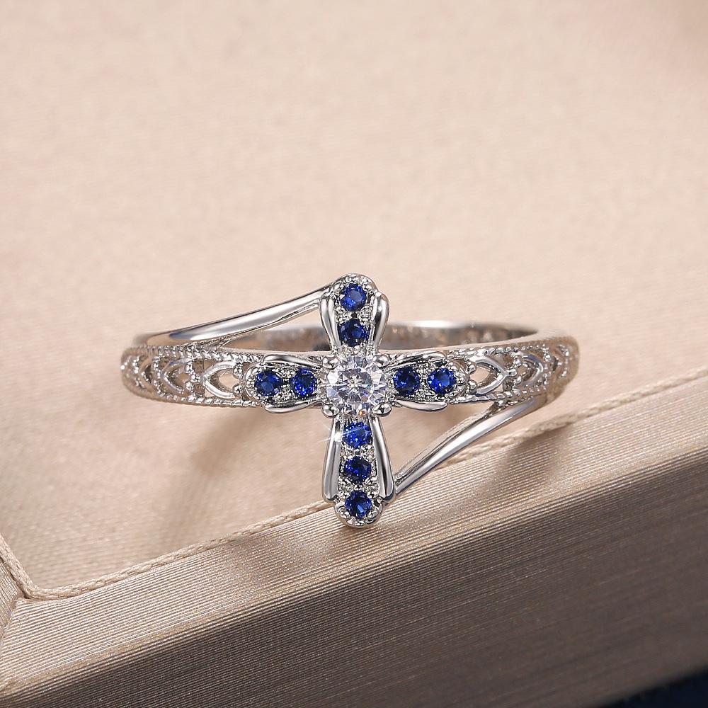 Rings, Crosses, Hollow Zircon Rings, Women'S Ring Accessories