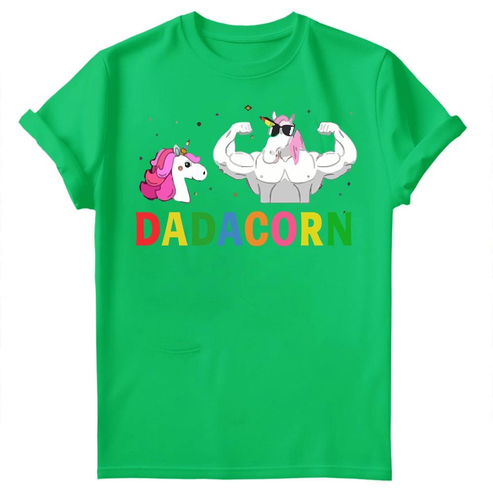 Vatertag Unisex T-Shirt Lustiges Einhorn Dadacorn Daddy Gymer Dad Tee Top FD
