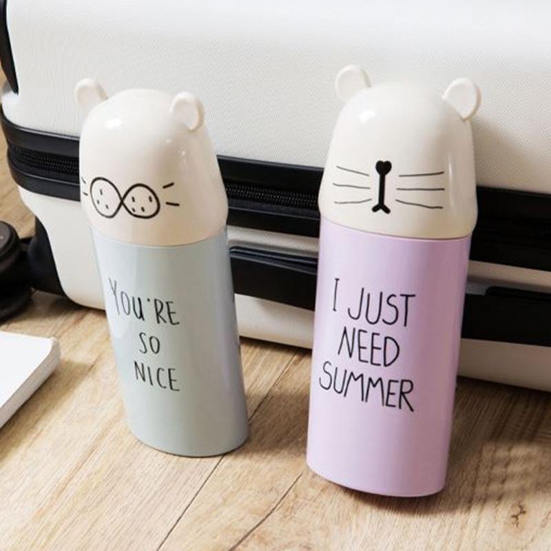 Wash Cup Travel Portable Cartoon Bear Couple Toothbrush Organizer Mouth Cup Tooth Brush Storage Box Bathroom Organizer
