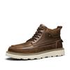 Men's Retro High-Top Leather Martin Boots - Winter Warmth, Thick Sole, Height Increasing, British Style for Autumn Trend.